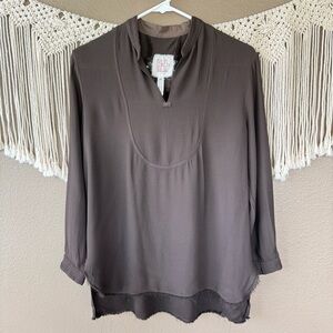 Hannoh Wessel‎ Chelsie brown viscose Blouse Top EUC D